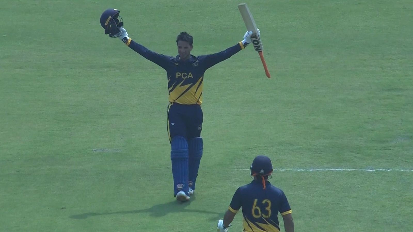 Syed Mushtaq Ali Trophy: Abhishek Sharma comes back to form with 42-ball century vs Andhra PCA batter Abhishek Sharma after hitting his century. (Credit: Twitter)