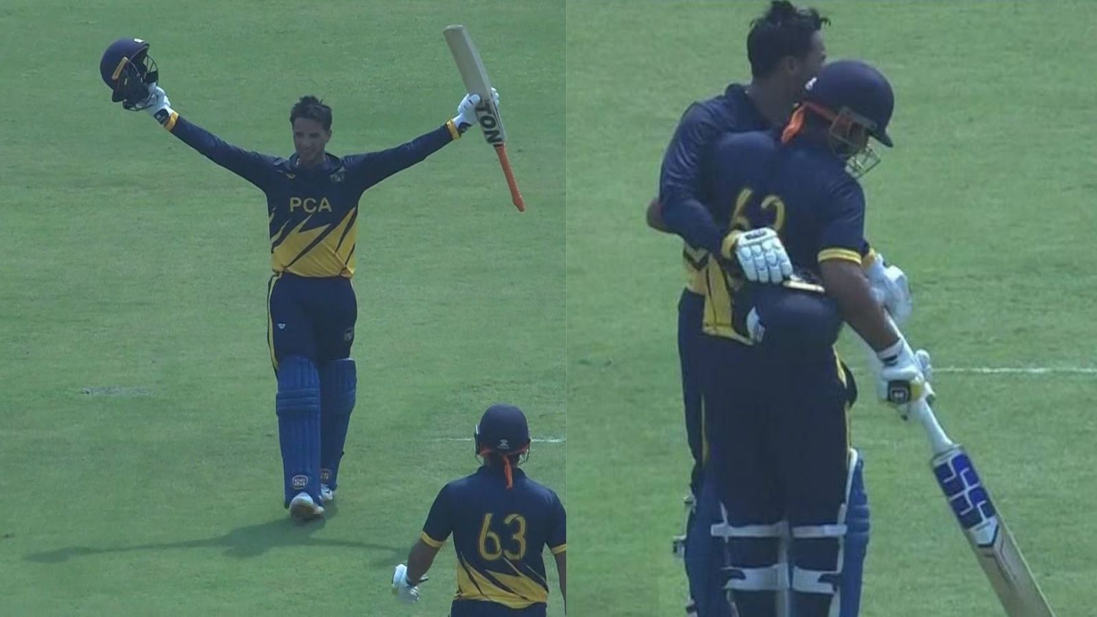 SMAT 2023: Abhishek Sharma, Anmolpreet Singh's power hitting helps Punjab take down RCB record set Chris Gayle by 10 years ago Punjab batters Abhishek Sharma and Anmolpreet Singh (Credit: JioCinema)