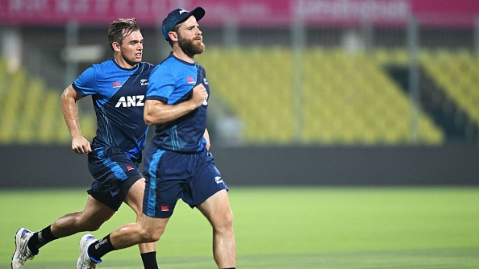 ODI World Cup, NZ vs AFG: Hashmatullah Shahidi elects to field, Will Young replaces injured Kane Williamson for New Zealand New Zealand's Tom Latham (L) and Kane Williamson warm up during a training session at the M. A. Chidambaram Stadium in Chennai ahead of their 2023 ICC men's cricket World match against Bangladesh.