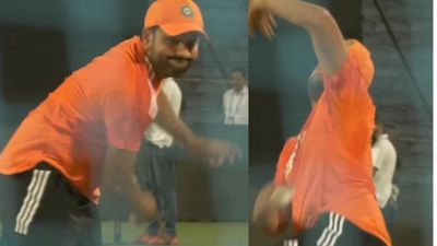 WATCH: Rohit Sharma rolls his arms in nets, bowls off-spin to Ravindra Jadeja ahead of India vs Bangladesh World Cup tie India skipper Rohit Sharma in this frame.