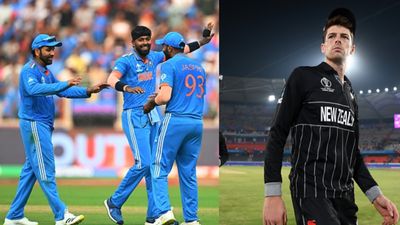 ‘India will be tough to beat…’: Santner intimidated by Rohit’s brigade’s dominance ahead of IND vs NZ World Cup clash Team India's players (left) and New Zealand's Mitchell Santner in this frame.