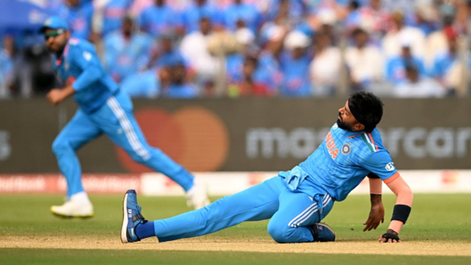 BCCI provides major update on Hardik Pandya's injury, confirms that all-rounder is set to miss time Hardik Pandya of India reacts in their follow through after bowling during the ICC Men's Cricket World Cup India 2023 between India and Bangladesh at MCA International Stadium on October 19, 2023 in Pune, India.