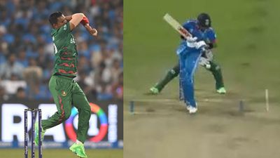 'How can a spinner bowl a wide': Mohammad Kaif accuses Nasum Ahmed of purposely bowling an extra to prevent Kohli's ton Bangladesh's Nasum Ahmed (left) and India's batting maestro Virat Kohli in this frame.
