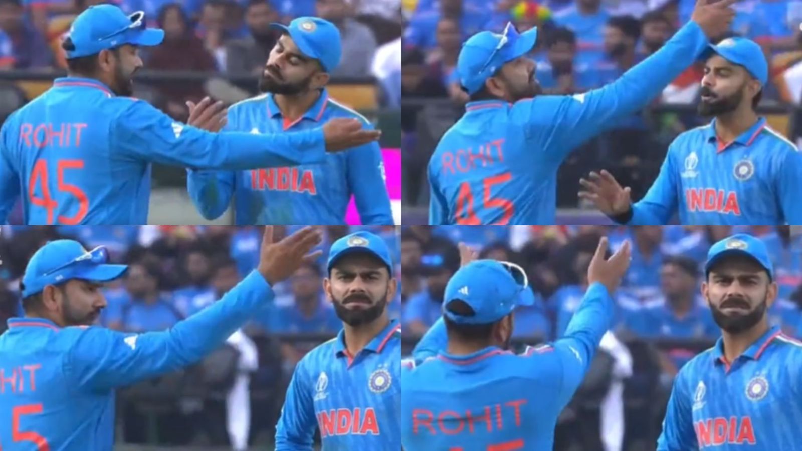 Watch: Rohit and Virat engage in 28-second heated chat in live match before Kohli walks off; video sets internet ablaze Rohit Sharma and Virat Kohli.