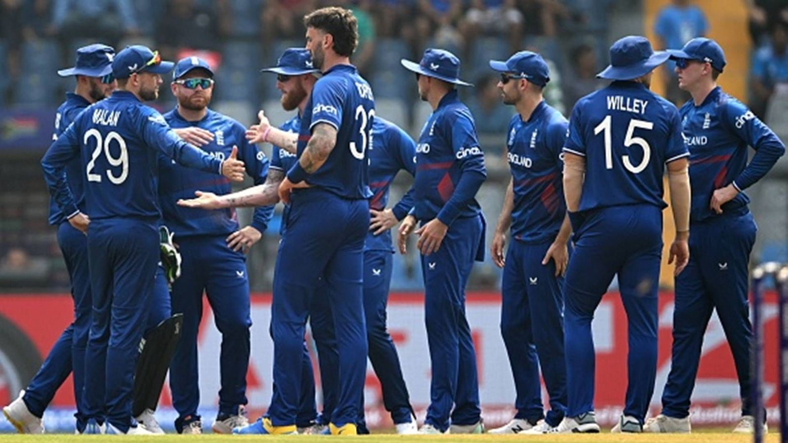 Reece Topley ruled out of World Cup 2023 after England's record-breaking loss to South Africa Reece Topley celebrates a wicket with his teammates (Getty Images)