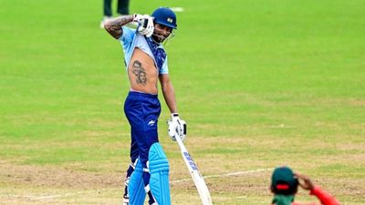 SMAT 2023: Tilak Varma dazzles with spectacular 69-ball 121-run knock, takes runs tally to 271 in 5 innings (File Pic) Tilak Varma celebrates after scoring a half-century. (Getty Images)