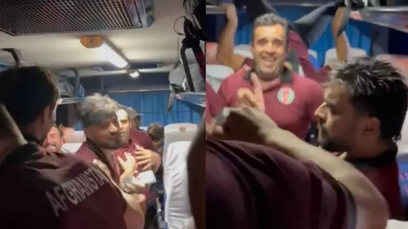 Watch: Afghanistan players keep celebrations going, dance to Shahrukh Khan movie tunes on team bus after beating Pakistan Afghanistan players celebrating their win over Pakistan