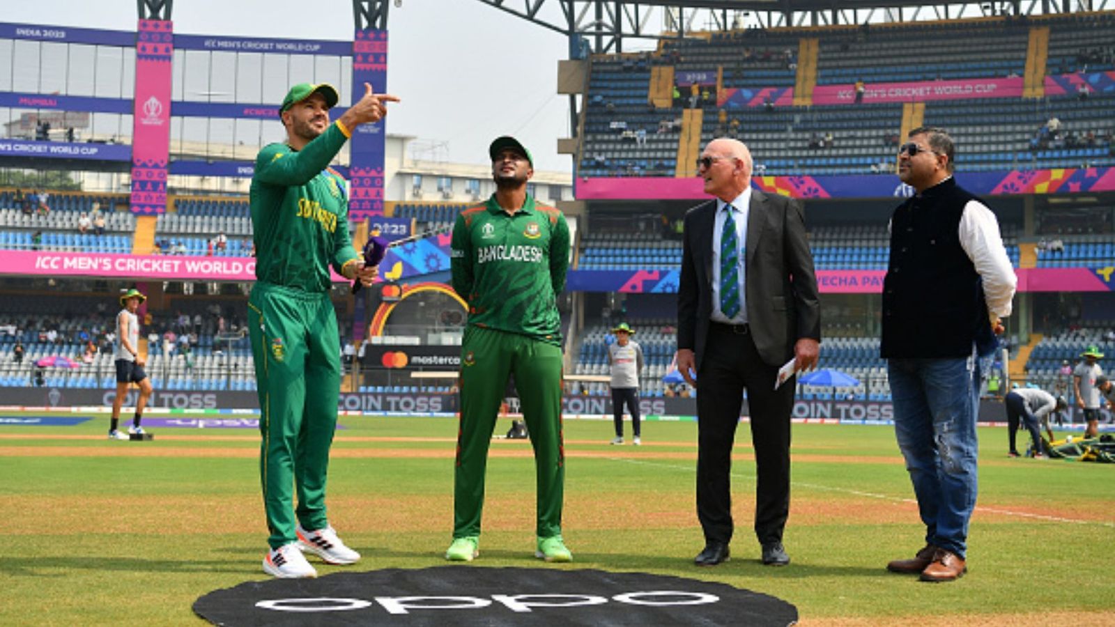 BAN vs SA: Shakib Al Hasan's return boosts Bangladesh as South Africa lose Lungi Ngidi to niggle; Check Playing XIs here South Africa skipper Aiden Markram and Bangladesh skipper Shakib Al Hasan at the toss.