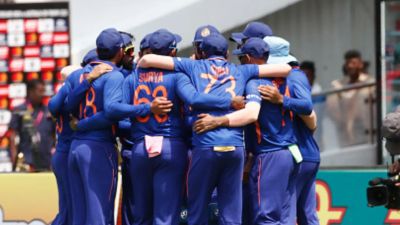 After missing out on India's World Cup squad, Sanju Samson proves mettle with back-to-back half centuries File pic of Indian cricketers in a huddle.