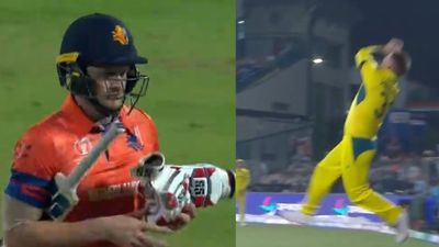WATCH: David Warner grabs a screamer at boundary ropes during AUS vs NED match, jaw-dropping catch sets internet ablaze David Warner (right) took a blinder to send Sybrand Engelbrecht packing during Australia vs Netherlands clash