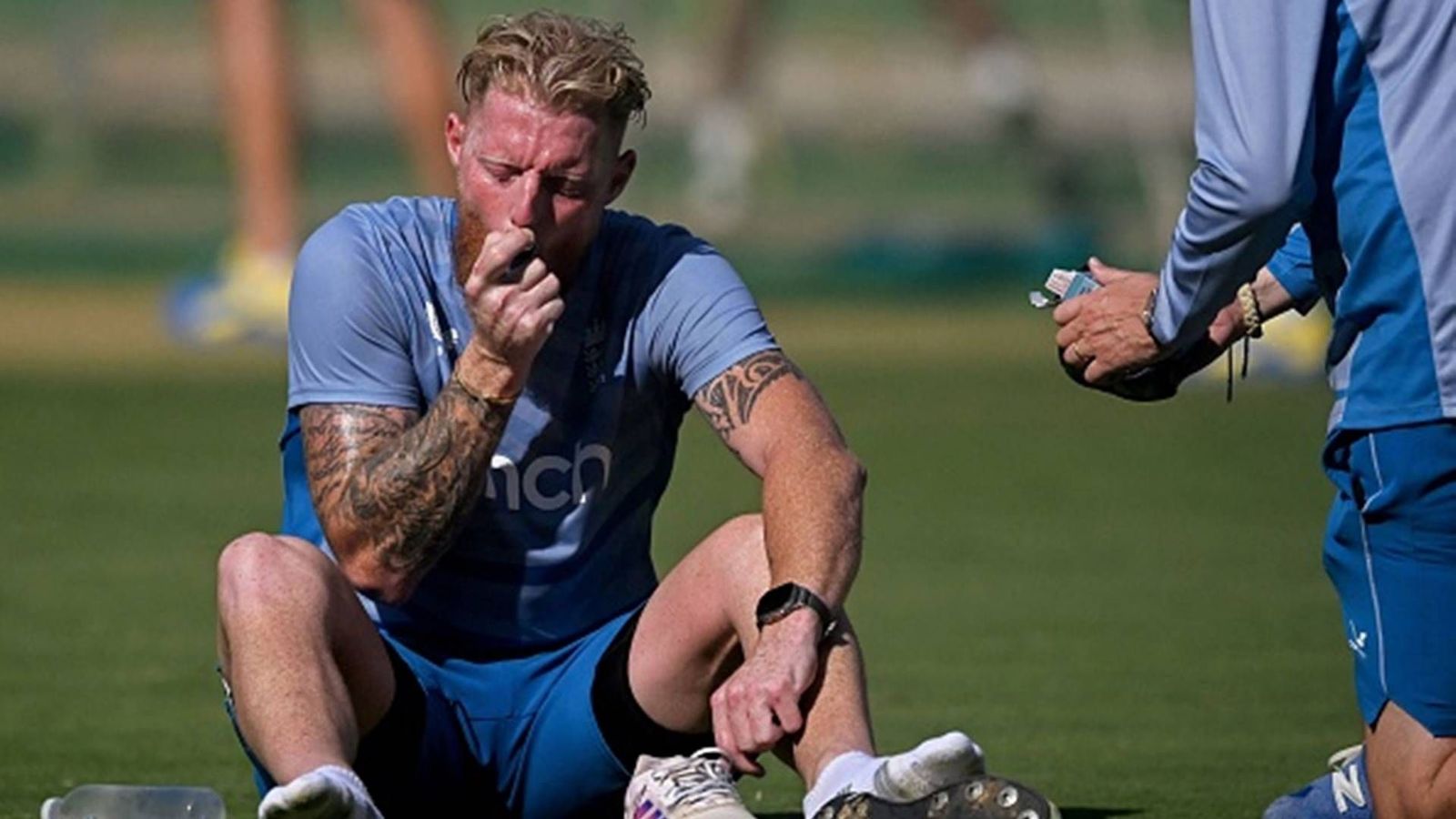 Ben Stokes spotted using inhaler during training session in Bengaluru ahead of must-win World Cup clash vs Sri Lanka Ben Stokes uses inhaler during practice session (Getty Images)