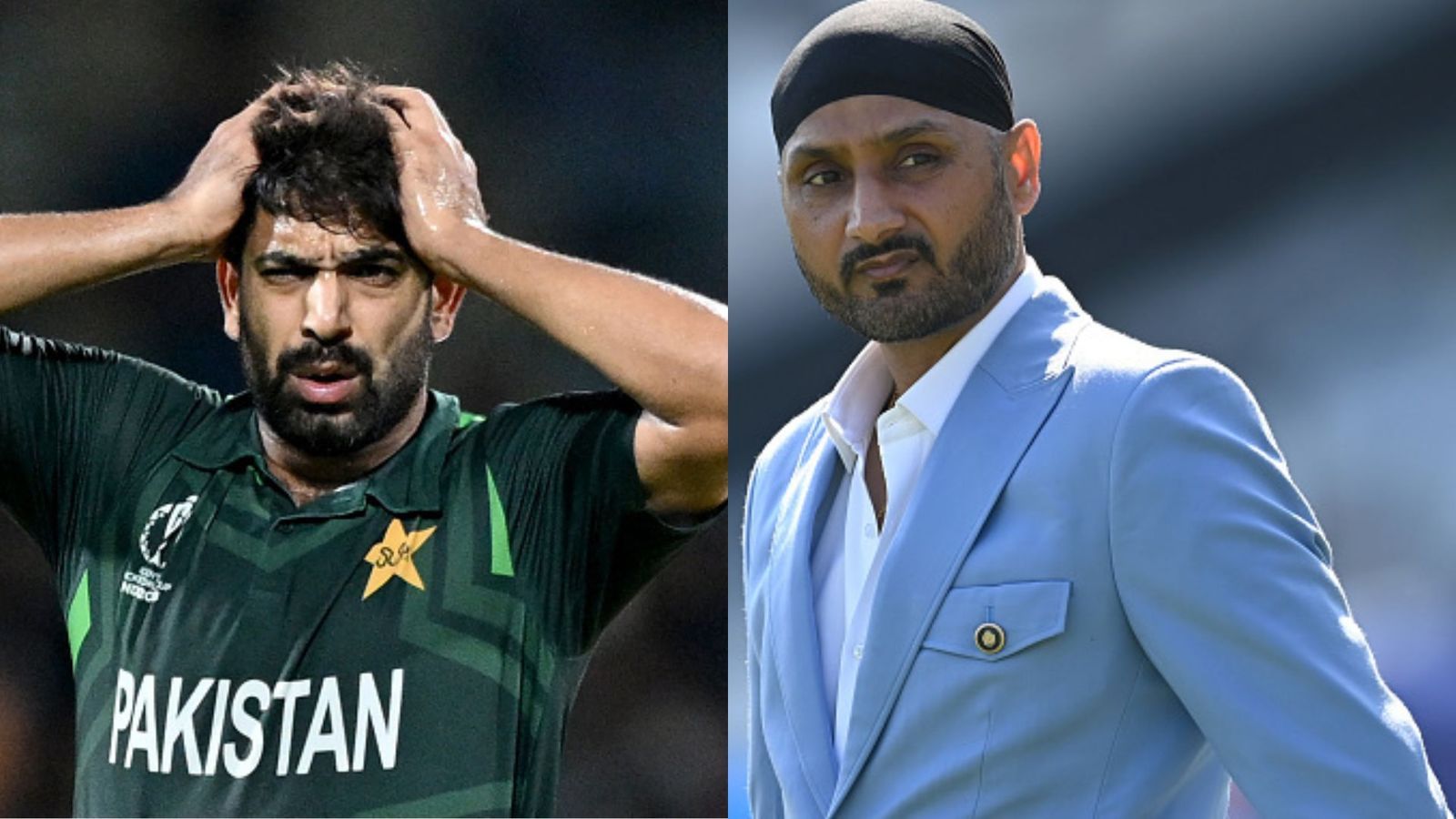 After DRS drama in Pakistan loss, Harbhajan Singh calls out Nasser Hussain for suggesting 'tech is right, Virat Kohli isn't' Pakistan pacer Haris Rauf (L) Former India spinner Harbhajan Singh (R)