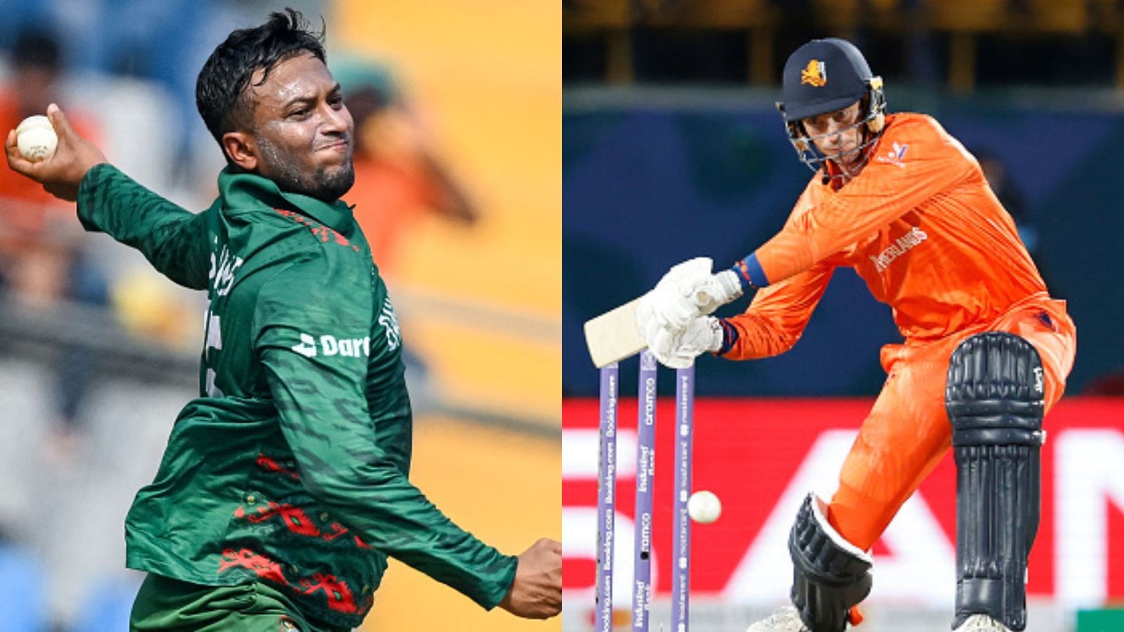BAN vs NED: Scott Edwards elects to bat and makes two changes in playing XI, Taskin Ahmed returns for Bangladesh Shakib Al Hasan (L) and Scott Edwards (R).