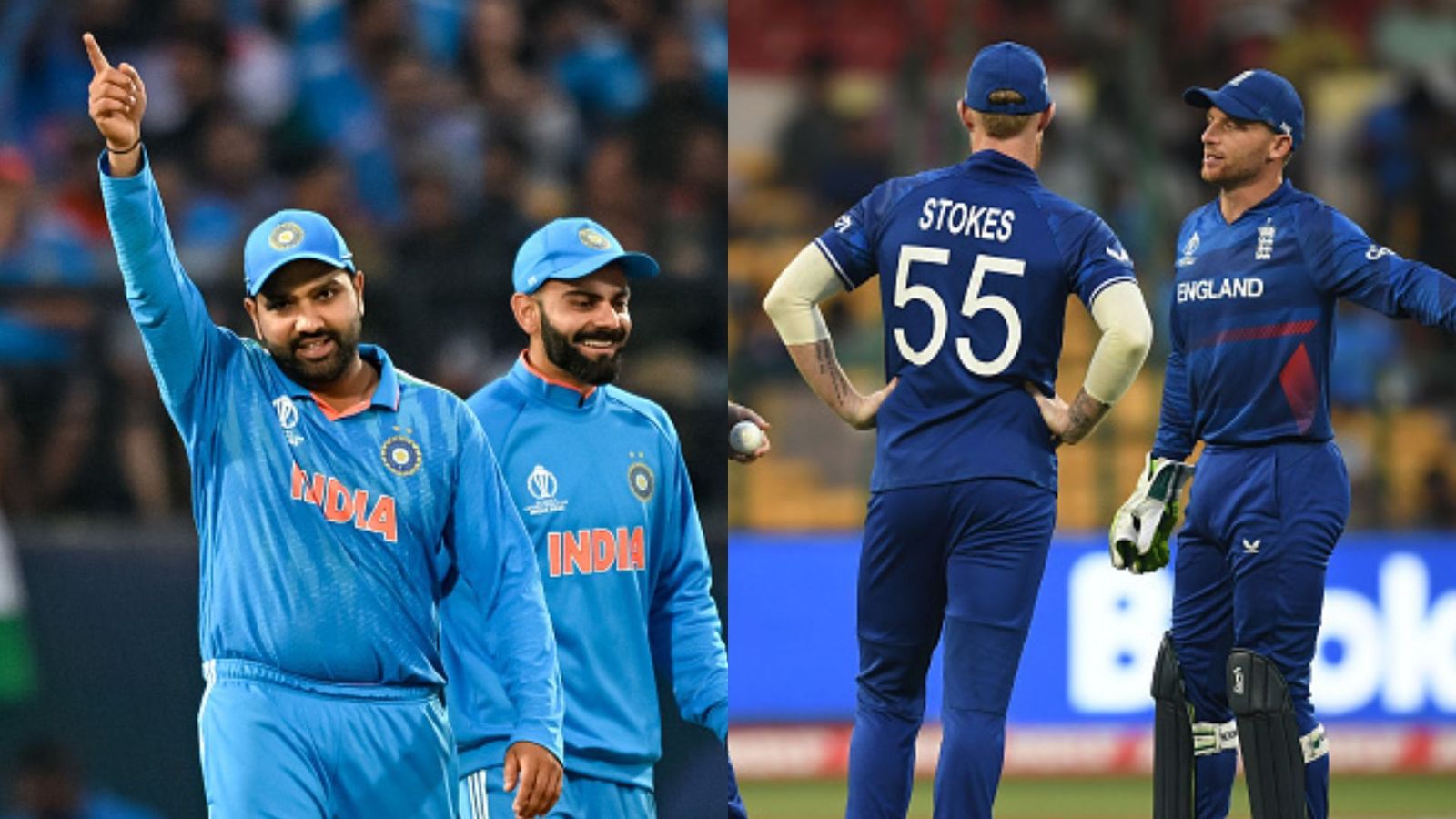 IND vs ENG: Invincible India look to achieve perfect 'six' against reeling England in World Cup's Sunday showdown India's Rohit Sharma, Virat Kohli (left) and England's Ben Stokes, Jos Buttler in this frame
