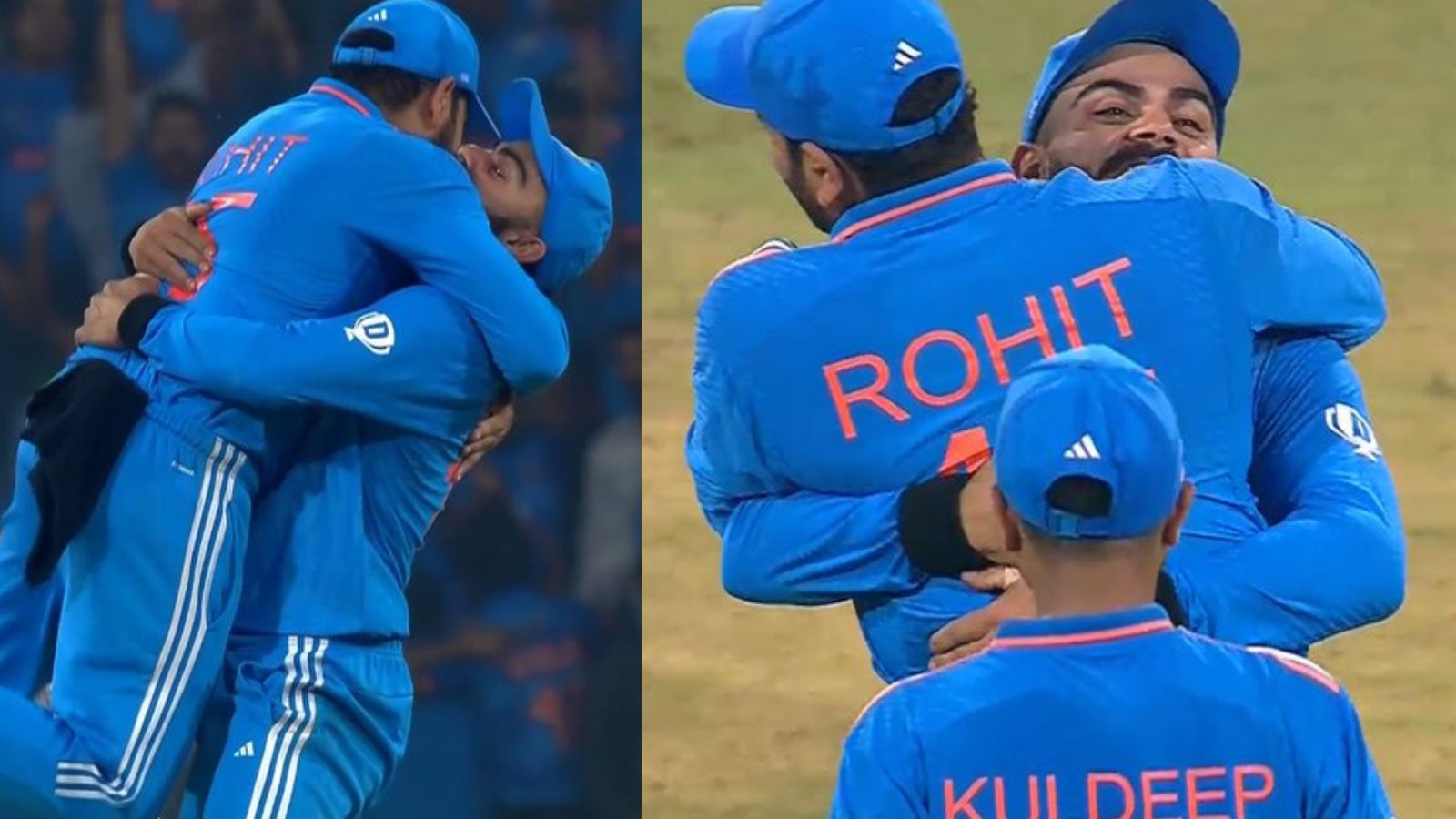 WATCH: Pumped up Virat Kohli hugs and lifts Rohit Sharma to celebrate England's wicket, duo's bromance video goes viral Virat Kohli was seen hugging Rohit Sharma during India vs England's World Cup clash