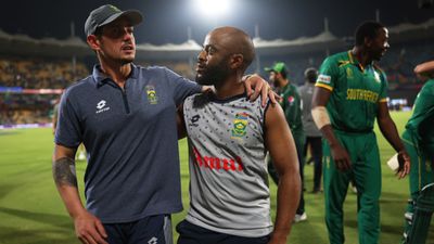 'Would love to see Bavuma step up at some time...': Despite praising South Africa, former skipper critical of current captain's form Skipper Temba Bavuma with batter Quinton de Kock after South Africa's win over Pakistan.