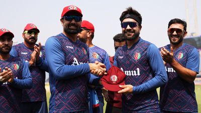 Watch: Rashid Khan's rousing speech before 100th ODI appearance and win over Sri Lanka wins hearts on social media Rashid Khan of Afghanistan celebrates his 100th ODI appearc