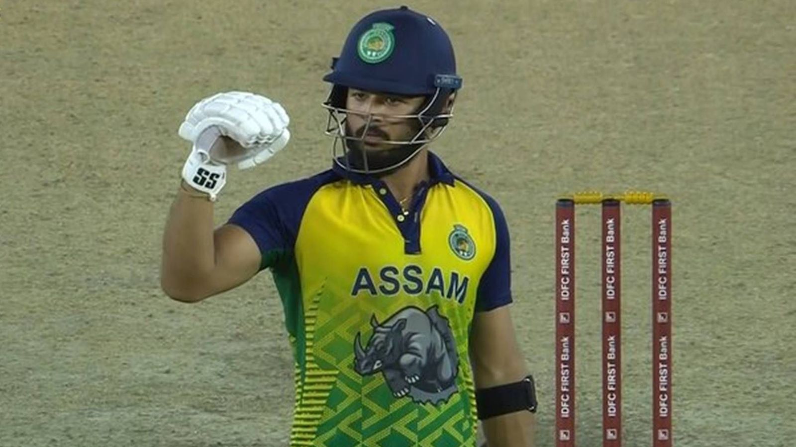 Riyan Parag breaks Rajasthan Royals teammate's record with 7th consecutive fifty to lead Assam to SMAT 2023 quarterfinal Assam captain Riyan Parag celebrates his half-century in Syed Mushtaq Ali Trophy 2023 (Screengrab: Rajasthan Royals/Twitter)