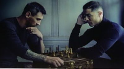 'It was only a so-called battle': Lionel Messi makes resounding statement on rivalry with Cristiano Ronaldo after winning 8th Ballon d'Or  A billboard, showing Messi and Ronaldo play chess, is seen as fans wait for the arrival of the French national football team at Concorde Square, a day after the Qatar 2022 World Cup final match against Argentina, in Paris, France on December 19, 2022.