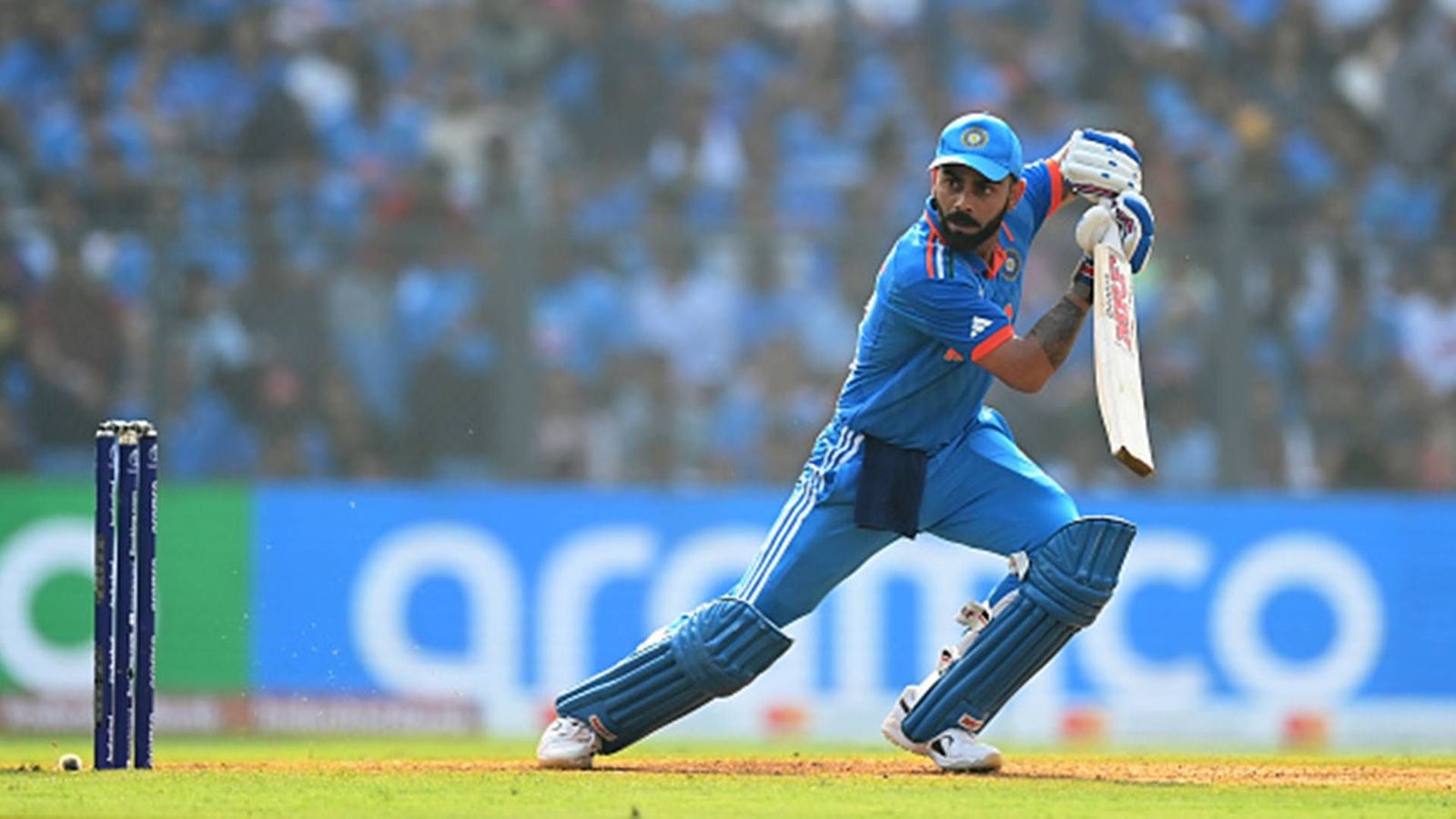 Virat Kohli breaks Sachin Tendulkar's ODI record in front of him and newly-unveiled statue at Wankhede Stadium Virat Kohli plays a shot during his record-breaking knock against Sri Lanka in World Cup clash at Wankhede Stadium (Getty Images)