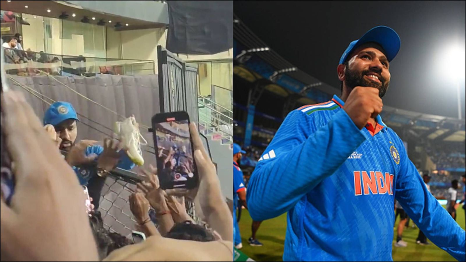Watch: Rohit Sharma gifts his shoe to young cricket fan at Wankhede Stadium after India's massive win over Sri Lanka Watch: Rohit Sharma gifts his shoe to young cricket fan at Wankhede Stadium after India's massive win over Sri Lanka