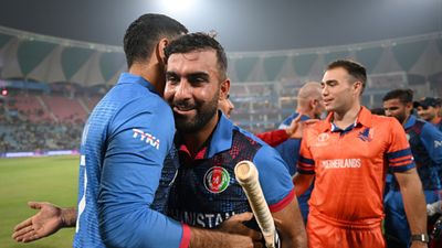 'We feel their pain': Captain Hashmatullah dedicates Afghanistan's stunning to Afghan refugees sent back by Pakistan Hashmatullah Shahidi of Afghanistan celebrates following the ICC Men's Cricket World Cup India 2023 between Netherlands and Afghanistan at BRSABVE Cricket Stadium on November 03, 2023 in Lucknow, India. (Getty)