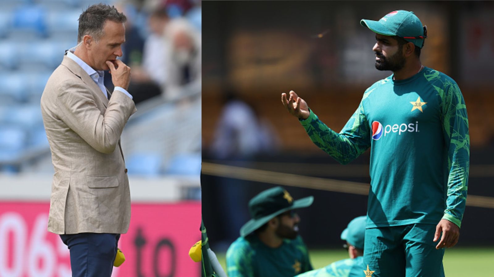 'Someone needs to resign or leak a message': Michael Vaughan offers solution to Pakistan's World Cup hoodoo Former England skipper Michael Vaughan (left) and Pakistan captain Babar Azam in this frame. (Getty)