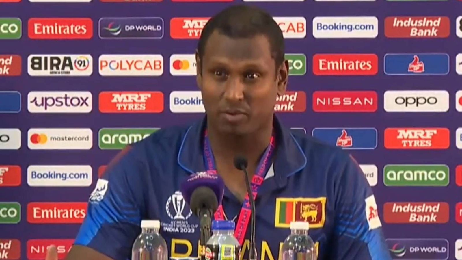 'Lowest an opposition team stooped to in my 15-year international career': Mathews hits back at Shakib for 'disgraceful act' Sri Lanka all-rounder in post-match press conference (Screengrab: ICC)
