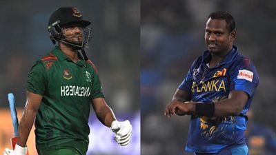 ‘He places himself above the game': Former Indian bowler not surprised by Shakib Al Hasan’s attitude towards 'spirit of cricket' Bangladesh's captain Shakib Al Hasan and Sri Lanka's Angelo Mathews during the World Cup 2023. (Getty)