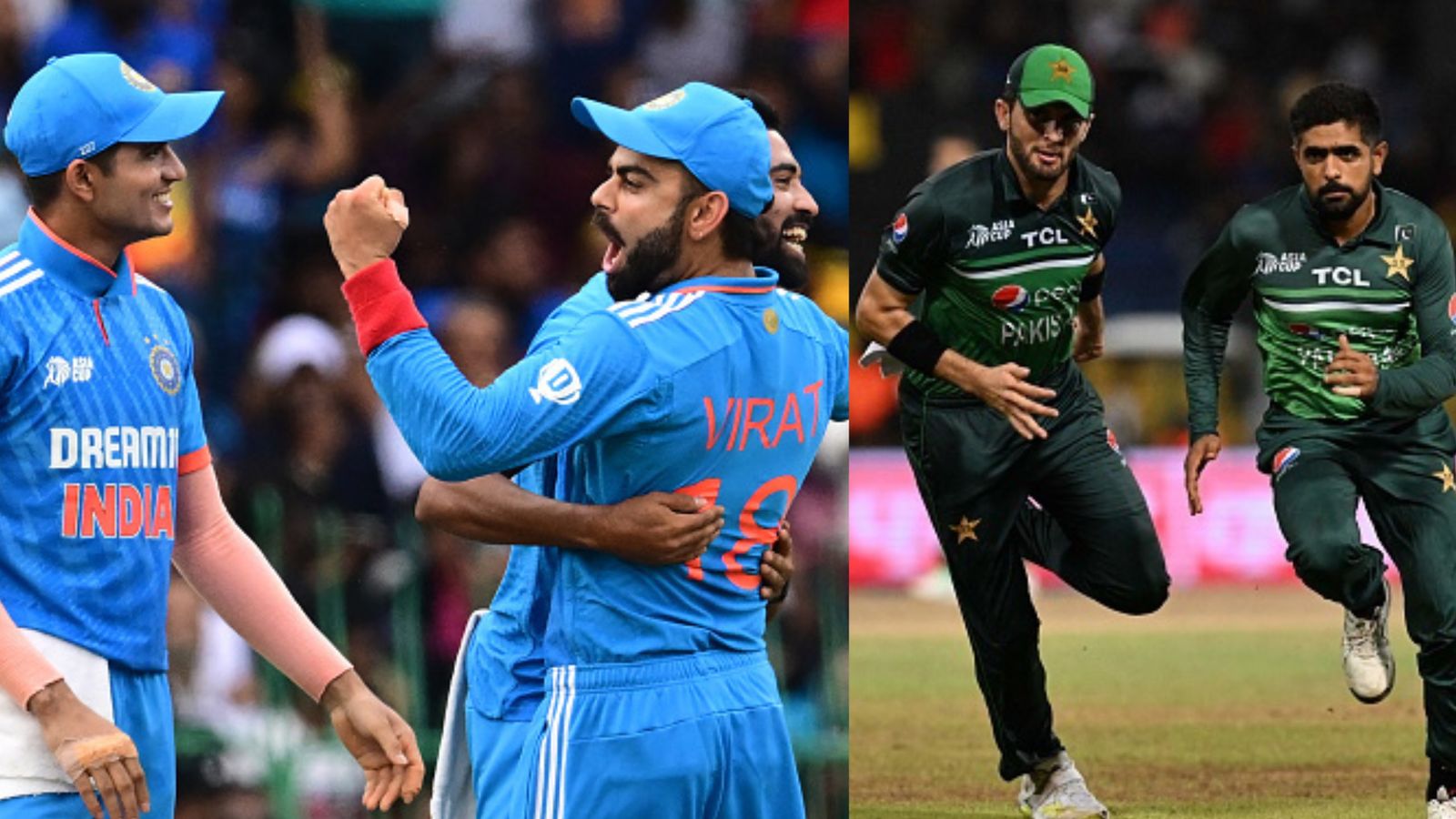 Shubman Gill, Mohammed Siraj dethrone Babar Azam and Shaheen Afridi to become World no.1 in ICC Rankings Left: India's Shubman Gill along with Mohammed Siraj and Virat Kohli. Right: Pakistan's Babar Azam and Shaheen Afridi. (Getty)