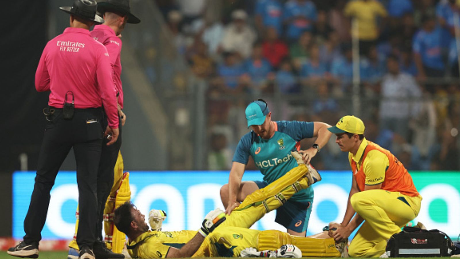 EXPLAINED: Why didn't Glenn Maxwell opt for runner despite grappling with cramps during breathtaking 201-run knock vs AFG Glenn Maxwell of Australia receives medical attention during the ICC Men's Cricket World Cup India 2023 between Australia and Afghanistan at Wankhede Stadium on November 07, 2023 in Mumbai, India. (Photo by Robert Cianflone/Getty Images)