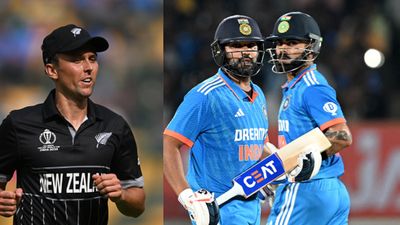 'Time will tell...': Trent Boult warns Rohit Sharma & Co ahead of possible New Zealand vs India semifinal clash New Zealand's star pacer Trent Boult (left) and India's batting maestros Rohit Sharma and Virat Kohli in this frame. (Getty)
