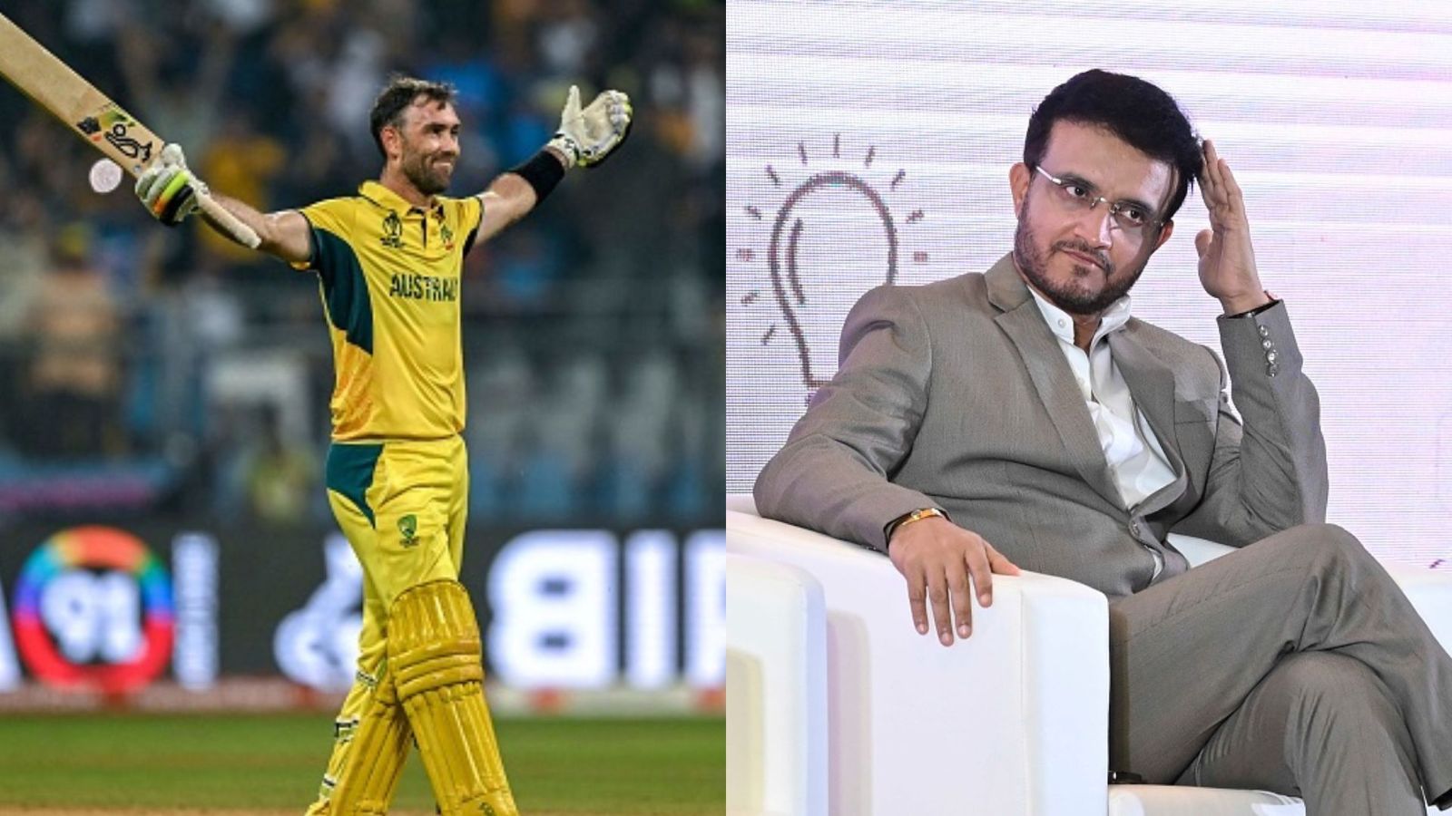'Not the greatest innings in ODIs': Sourav Ganguly on Glenn Maxwell's unbeaten 201 against Afghanistan; explains why Glenn Maxwell (L) and Sourav Ganguly (R).