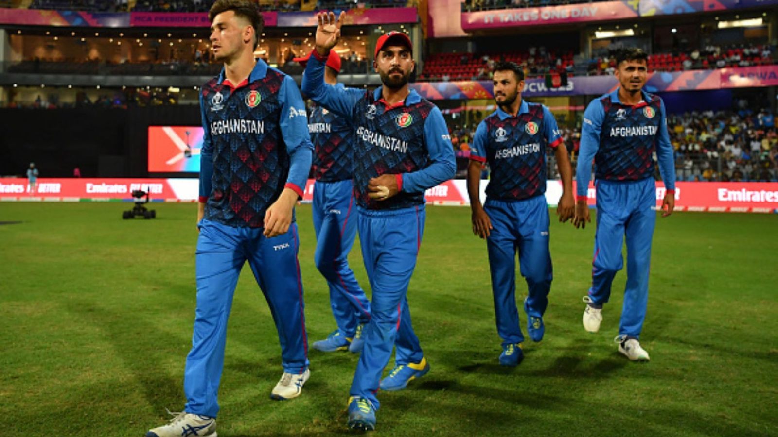 'We gave a good message to the world...': Afghanistan captain Hasmatullah Shahidi brims with pride after World Cup campaign ends Hashmatullah Shahidi of Afghanistan leads their side out to field during the ICC Men's Cricket World Cup India 2023 between Australia and Afghanistan at Wankhede Stadium on November 07, 2023 in Mumbai, India.