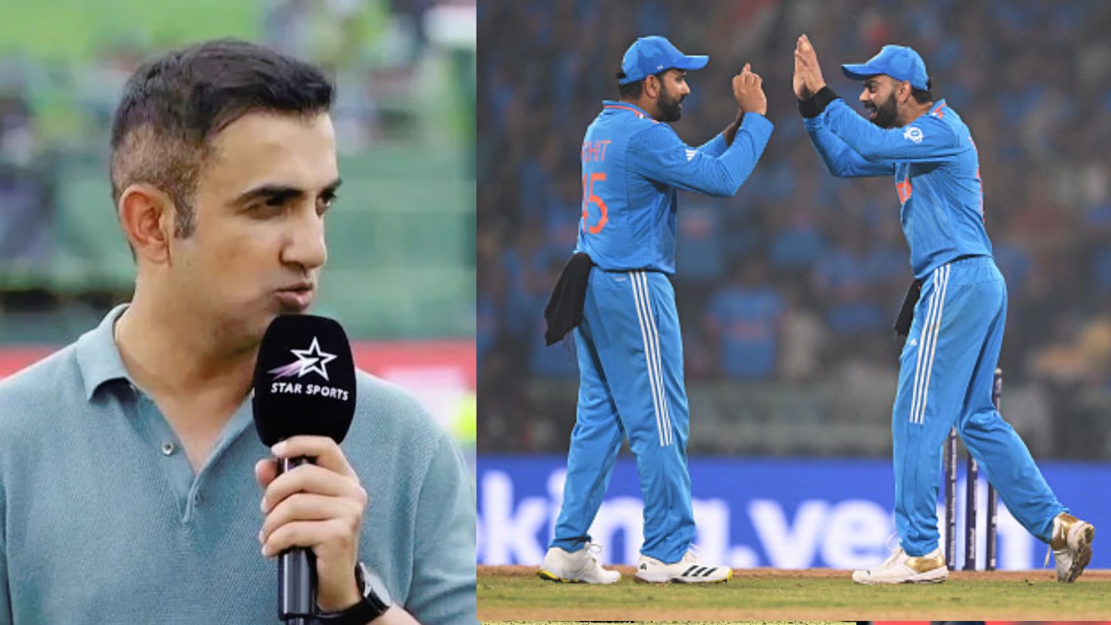 Gautam Gambhir gives final verdict on India's chances of winning World Cup 2023 title, says 'If Rohit Sharma had...' Gautam Gambhir (left) and India's batting maestros Rohit Sharma, Virat Kohli in this frame.