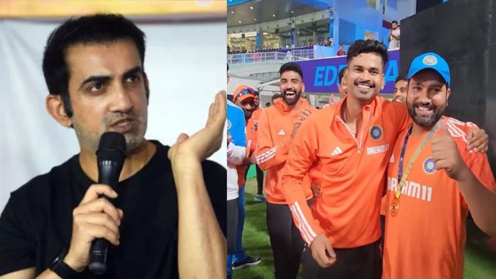 Gautam Gambhir reacts on India's 'Fielder of the Match' medal ceremony in World Cup 2023, says 'These traditions...' Gautam Gambhir (left) and India's Rohit Sharma alongside Shreyas Iyer in this frame.