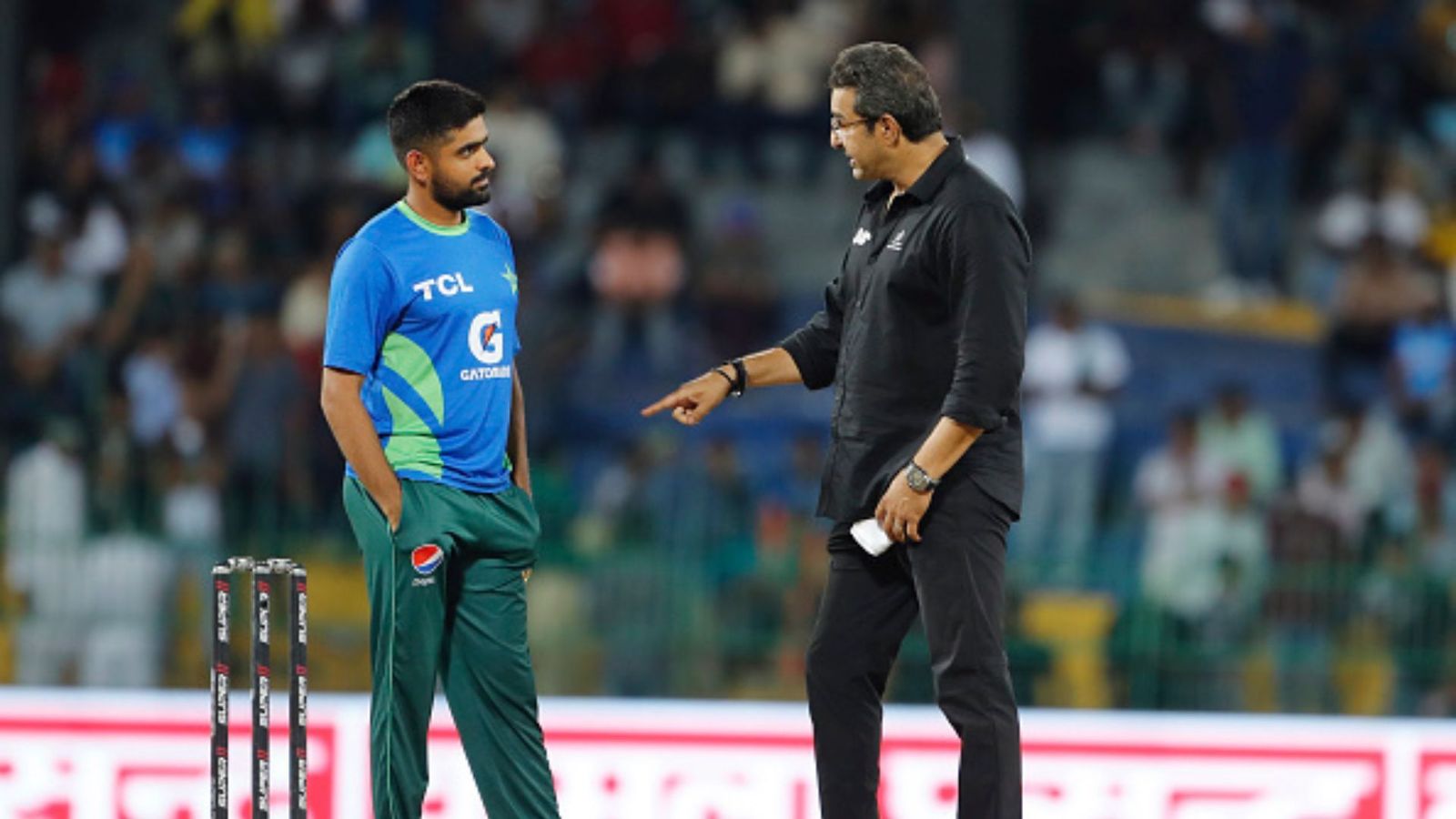 Wasim Akram drops massive 'scapegoat' statement on Babar Azam after disheartening end to Pakistan's World Cup campaign Babar Azam captain of Pakistan (L) and former Pakistan cricket captain Wasim Akram (R) during the Asia Cup Super Four match between India and Pakistan at R. Premadasa Stadium on September 10, 2023 in Colombo, Sri Lanka.