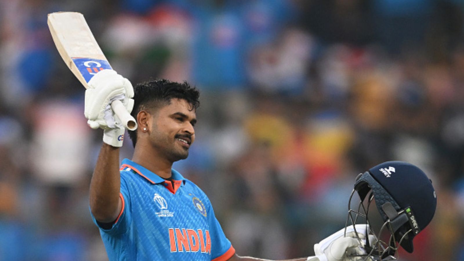 Shreyas Iyer hammers cracking ton to become only Indian to achieve this big milestone, joins Sachin, Rohit in elite list India's Shreyas Iyer celebrates his century during the ODI World Cup India 2023 against Netherlands at M. Chinnaswamy Stadium on November 12, 2023 in Bangalore. (Getty Images)