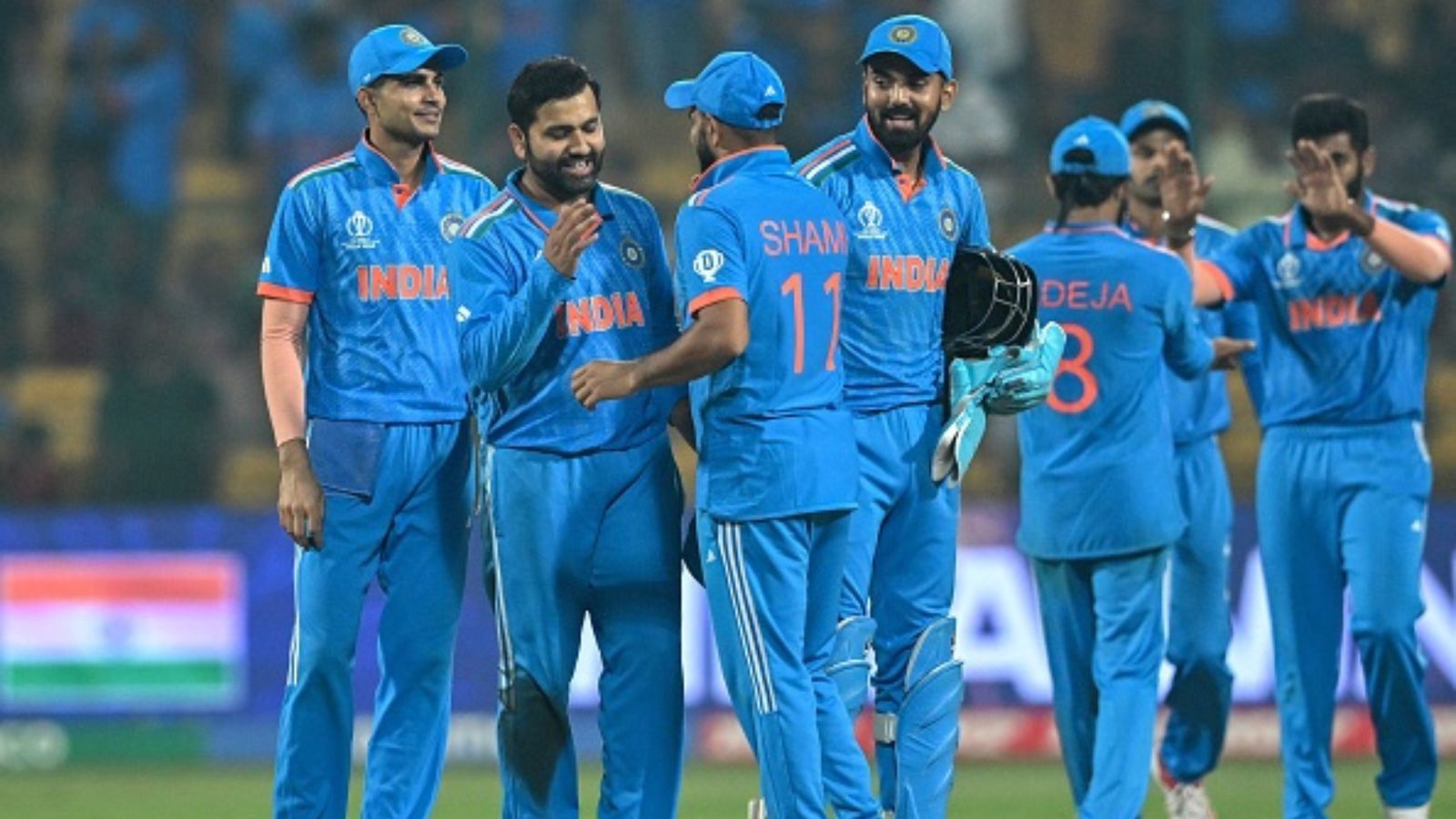 IND vs NED: A look at India and their record-breaking spree in the Group Stages after their emphatic win over Netherlands The Indian players celebrate their win at the end of the ODI World Cup =match against the Netherlands at the M Chinnaswamy Stadium in Bengaluru.