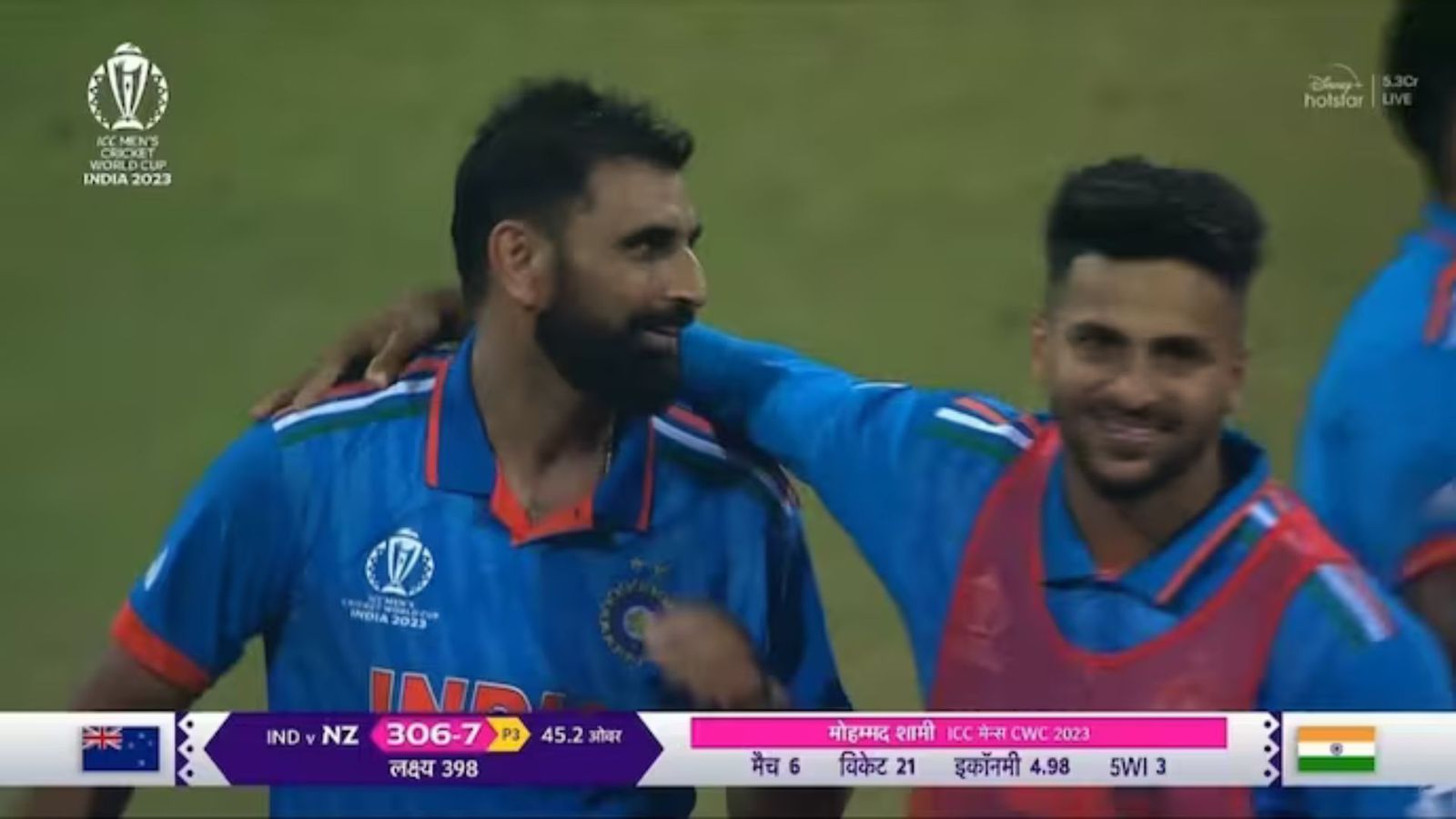 Another streaming record broken during IND vs NZ World Cup semifinal with a peak concurrent viewers of 5.3 crore Disney+Hotstar continued its reign as the king of streaming with a record-breaking 5.3 crore peak concurrent viewers during the ODI World Cup 2023 semi-final match between India and New Zealand. (Screenshot)