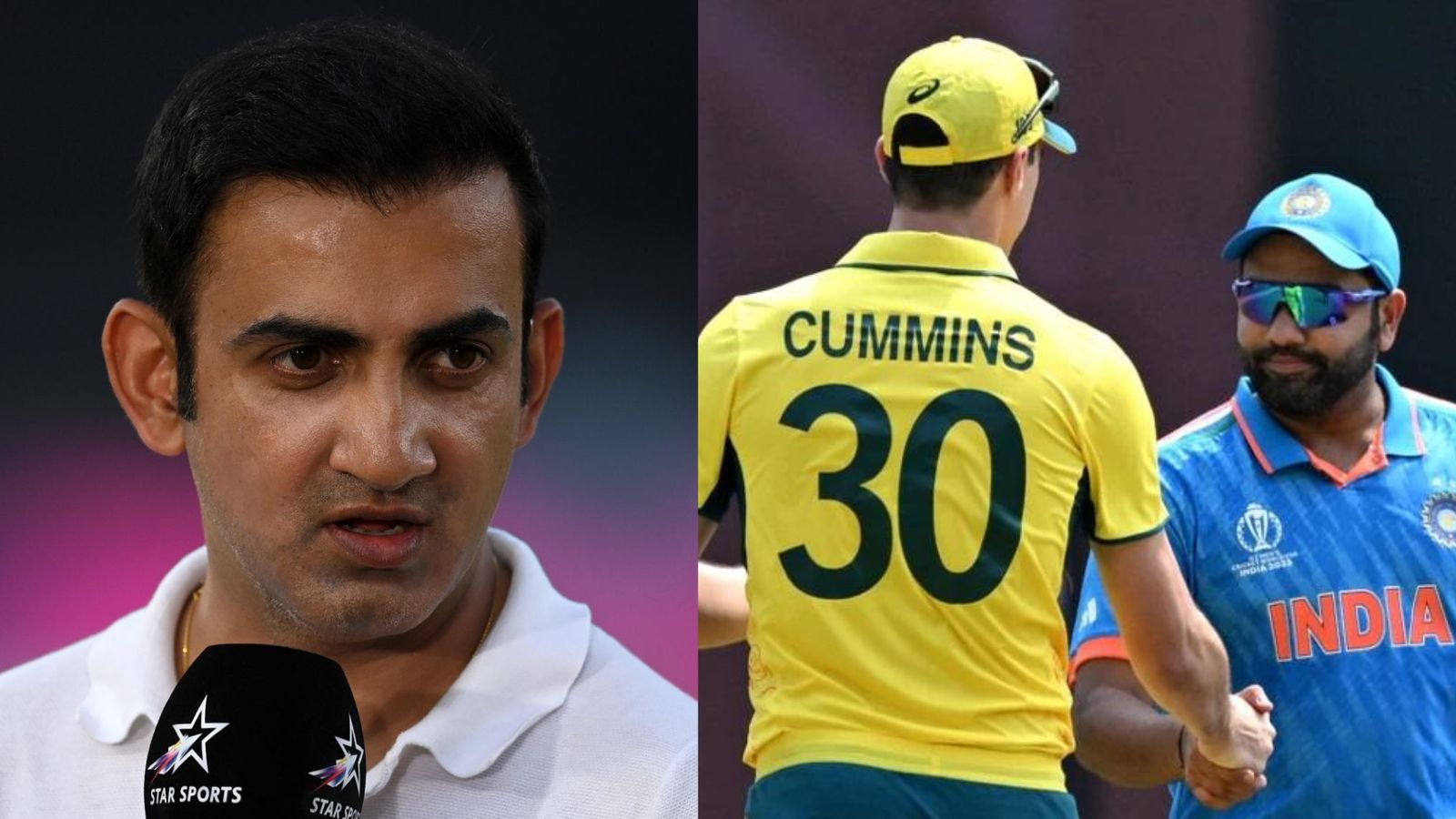 Gautam Gambhir's blunt take on India vs Australia's World Cup final, says 'They are still very vulnerable...' Left: Former India's star batter Gautam Gambhir. Right: India skipper Rohit Sharma and Australia captain Pat Cummins
