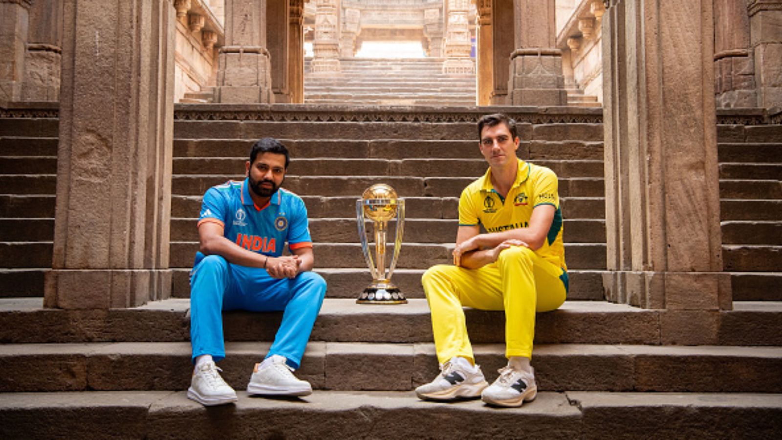 India vs Australia World Cup Final: Rohit Sharma's brigade must avoid these five mistakes from past World Cups to lift trophy India captain Rohit Sharma (left)and Australia skipper Pat Cummins pose for a photo during the ICC Men's Cricket World Cup Final Captains Photocall at the Adalaj Stepwell in Adalaj on November 18, 2023 in Adalaj, India. (Getty Images)