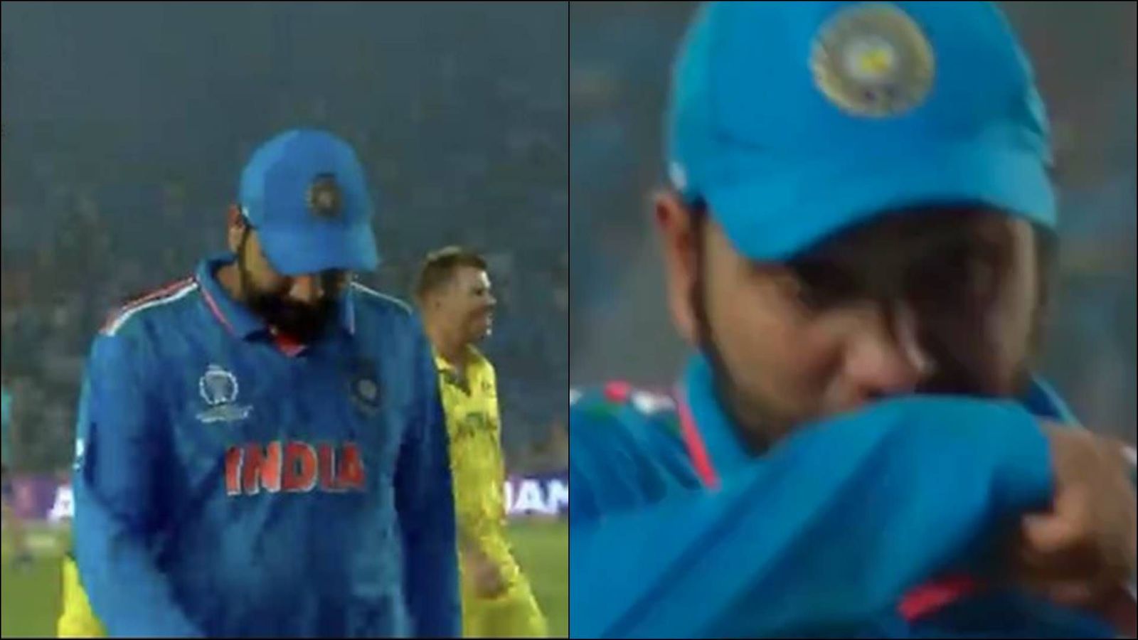 Watch: Rohit Sharma struggles to hold back tears as India lose second World Cup final to Australia Rohit Sharma walks back to the dressing room after India's loss to Australia in World Cup 2023 final (Screengrab: Hotstar)