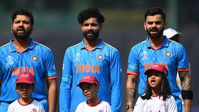 Rohit Sharma, Virat Kohli and more: 6 Indian stars who won't feature in another ODI World Cup Rohit Sharma, Ravi Jadeja and Virat Kohli of India line up for the National Anthems ahead of the ICC Men's Cricket World Cup India 2023 between India and Sri Lanka at Wankhede Stadium on November 02, 2023 in Mumbai, India.