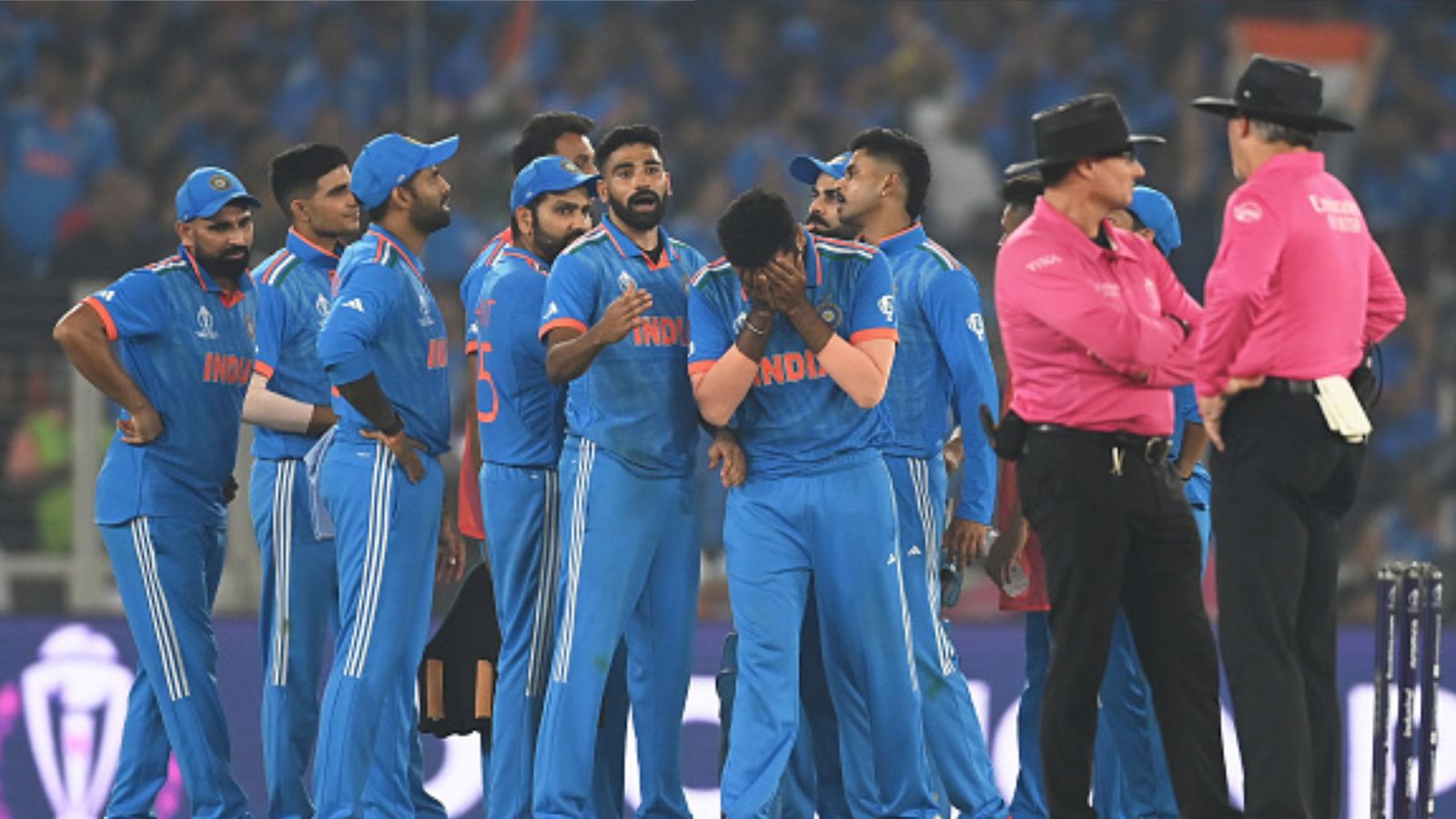 Ten reasons which scripted Team India's disappointing defeat to Australia in World Cup 2023 final Indian players reacts after losing the World Cup 2023 final to Australia on November 19. (Getty)
