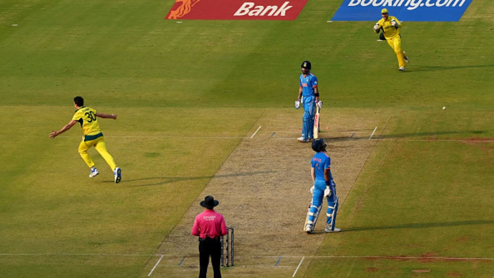 'Silence of crowd when Virat Kohli....was most satisfying': Pat Cummins continues to hit where it hurts the most Virat Kohli of India is bowled by Pat Cummins of Australia during the ICC Men's Cricket World Cup India 2023 Final between India and Australia at Narendra Modi Stadium on November 19, 2023 in Ahmedabad, India.