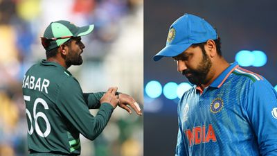 Babar Azam reacts to Team India's painful loss to Australia in World Cup final, takes 2022 T20 WC revenge from Kohli Former Pakistan skipper Babar Azam (left) and India captain Rohit Sharma in this frame. (Getty)