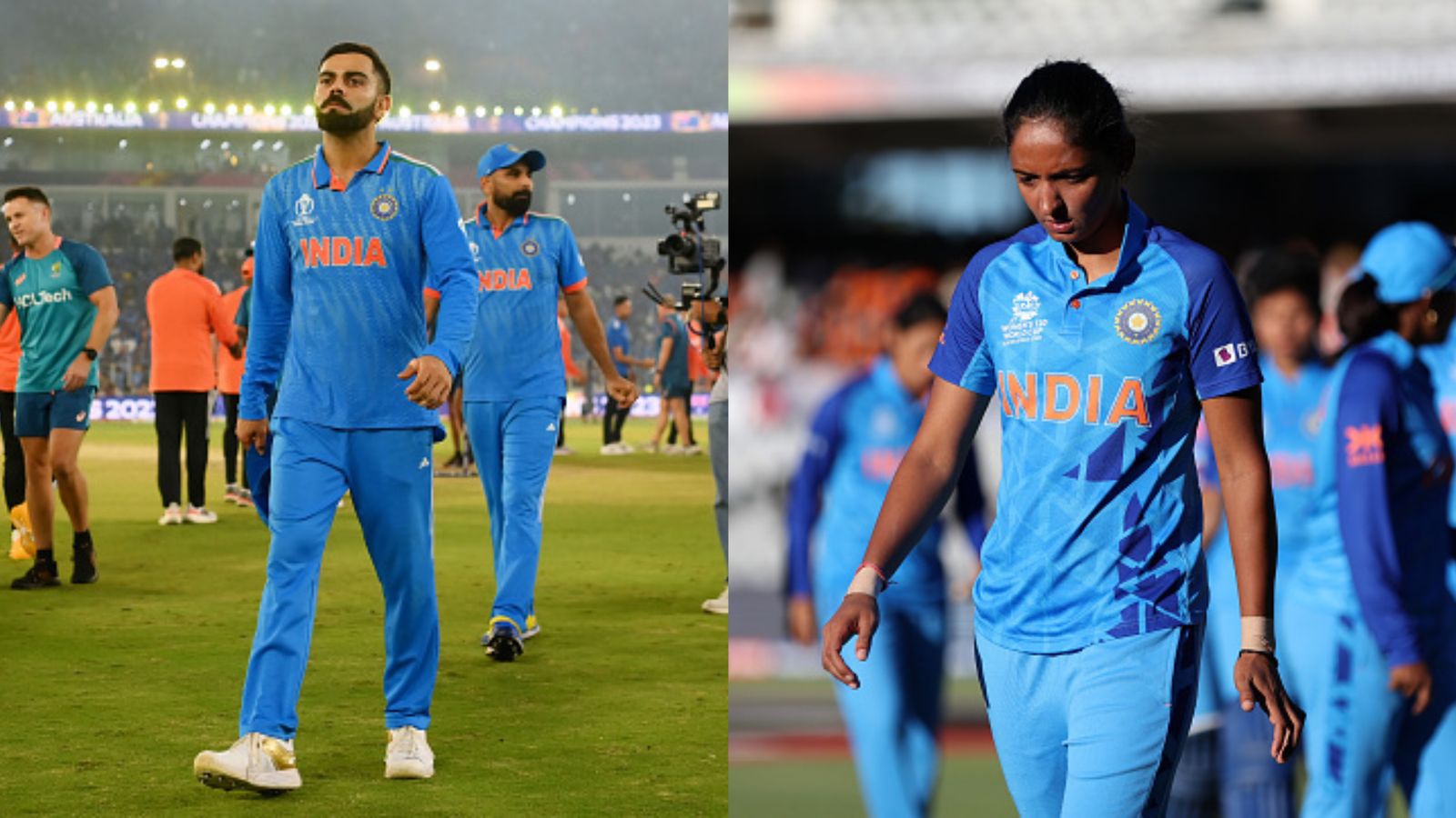 'You've won a million hearts': Harmanpreet Kaur shares admiration for Team India after disheartening final loss to Australia (L) Virat Kohli dejected after India's loss to Australia in the ODI World Cup final. (R) Harmanpreet Kaur file photo.