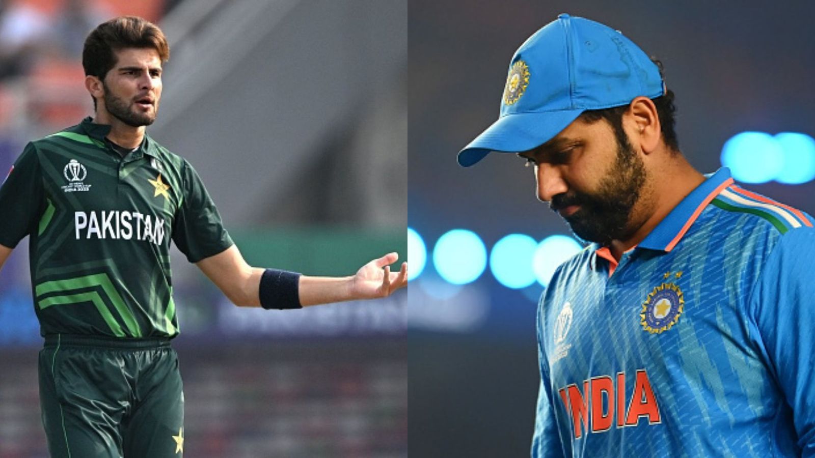 'Hard luck India but the team...': Pakistan's newly-appointed T20I captain Shaheen Afridi reacts to Men in Blue's World Cup final defeat Shaheen Afridi (L) and Rohit Sharma (R).