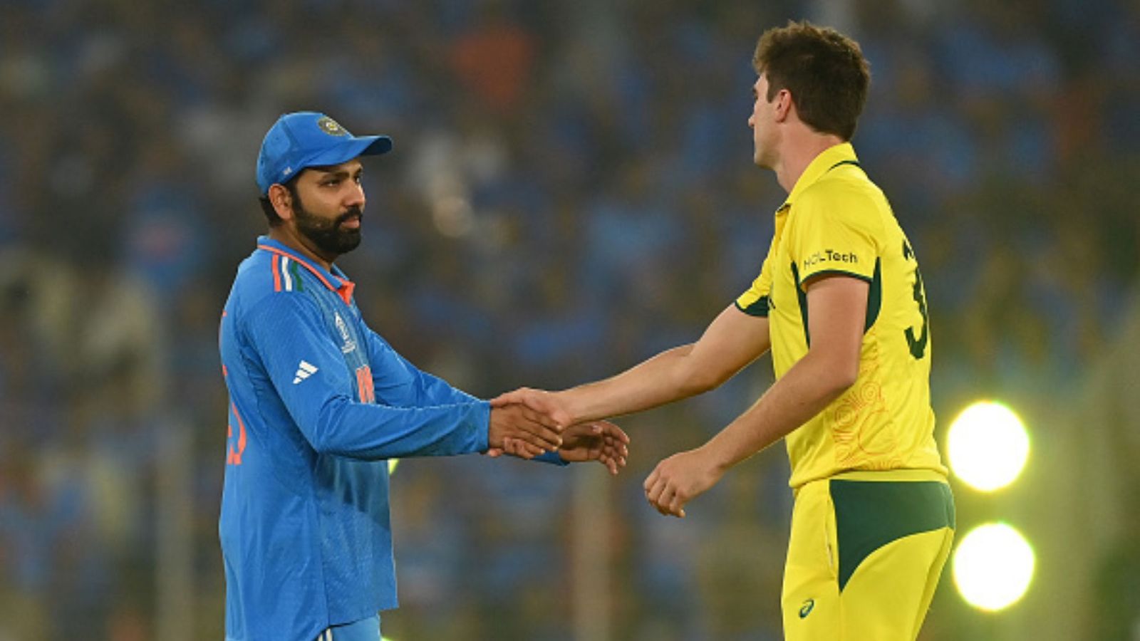 'Negativity around his captaincy has to stop now': Ricky Ponting hits out at critics following World Cup final India captain Rohit Sharma shakes hands with Australia captain Pat Cummins after the ICC Men's Cricket World Cup India 2023 Final between India and Australia at Narendra Modi Stadium on November 19, 2023 in Ahmedabad, India.